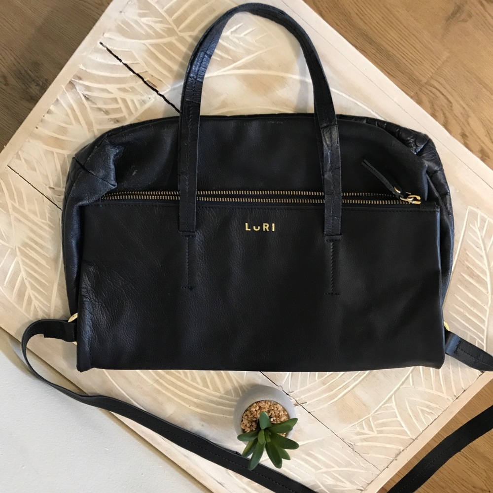 Luri Navy Designer Leather Shoulder Bag